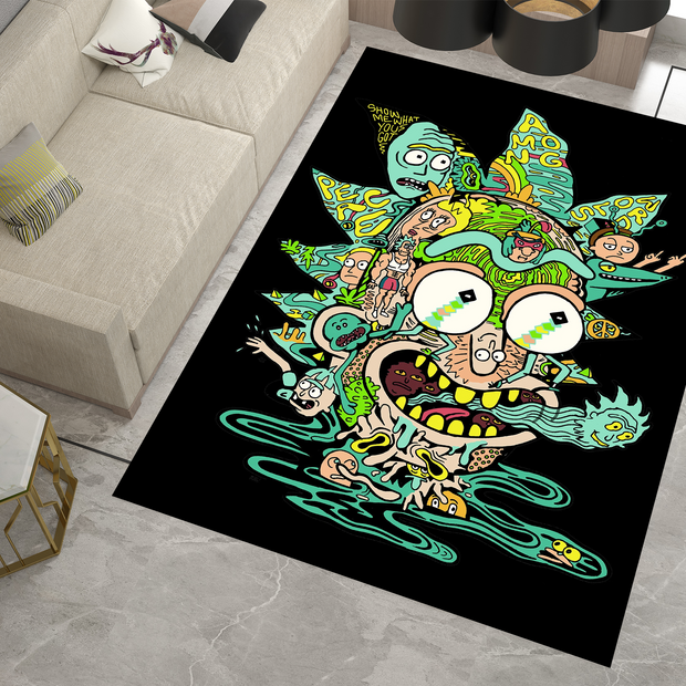 Rick and Morty Rug, Cartoon-Inspired Carpet, Portal Rick Rug, Geek Gift