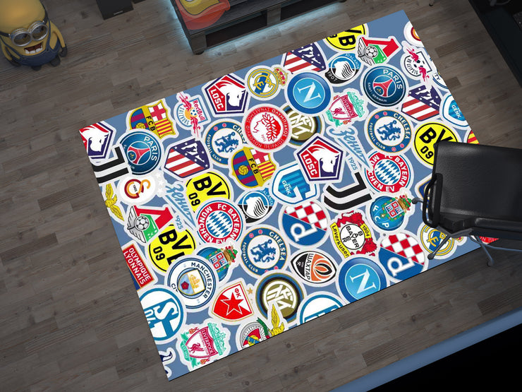 Champions League Teams Custom Rug – Football Club Logos Room Decor, European Football Carpet