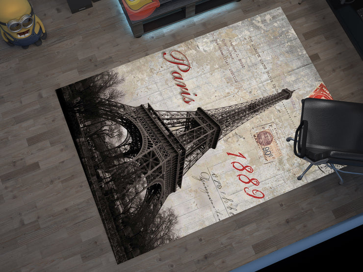 France Eiffel Landmarks Rug – A Vibrant Tribute to Paris and Beyond, European Carpet