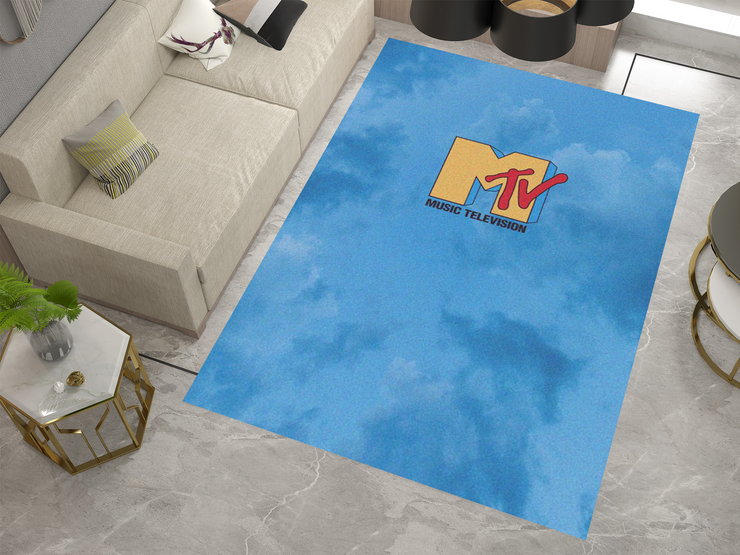 MTV Music Rug - Retro Music Television-Inspired Design Carpet, Studio Rug