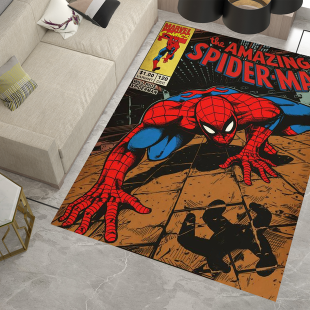 Spiderman Spidey Face Rug, Cartoon-Inspired Carpet, Marvel Spiderman Rug, Geek Gift