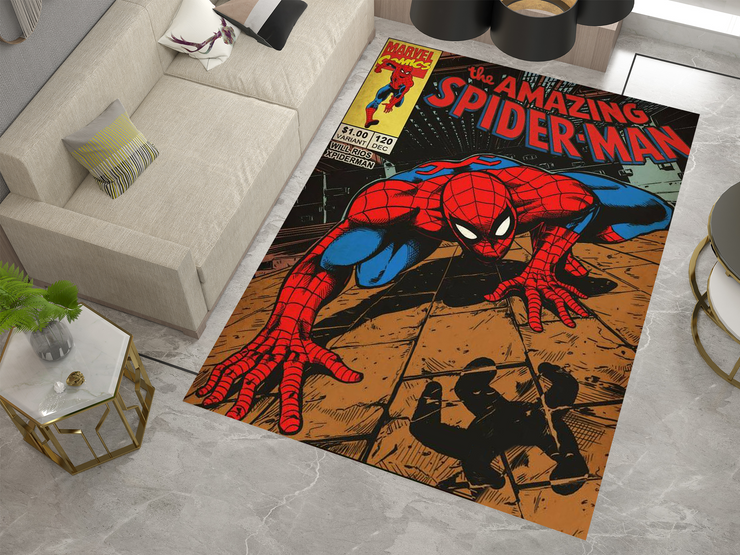 Spiderman Spidey Face Rug, Cartoon-Inspired Carpet, Marvel Spiderman Rug, Geek Gift