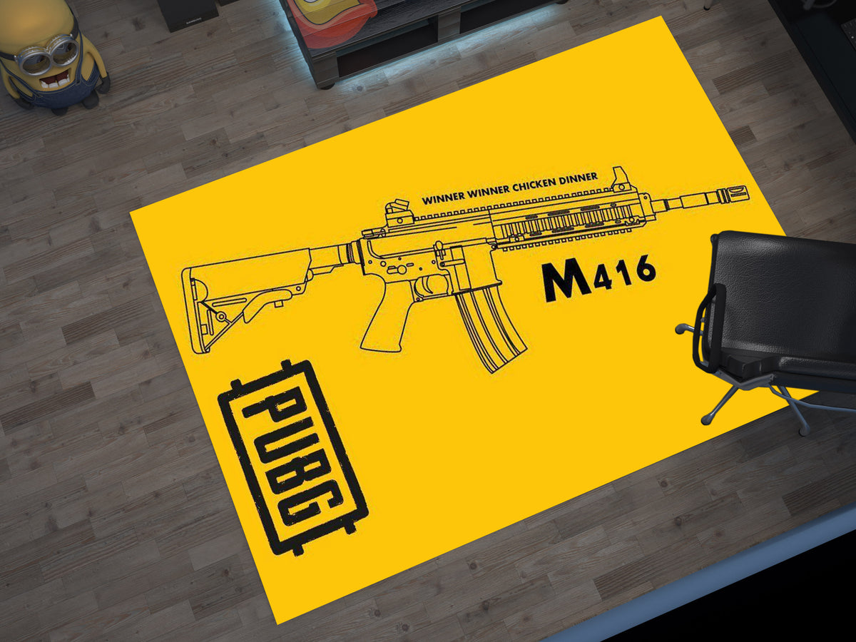 Weapons Rugs PUBG M416 Custom Rug – Battle Royale Weapon Design for Gamers, Gaming ...