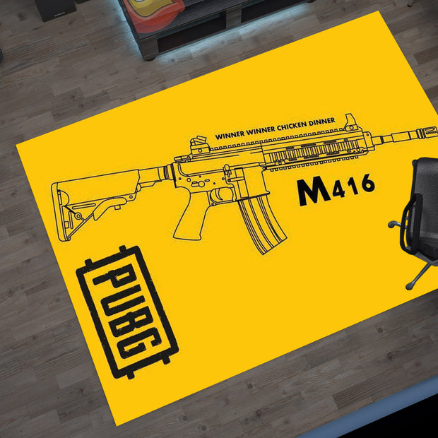 PUBG M416 Custom Rug – Battle Royale Weapon Design for Gamers, Gaming Room Carpet