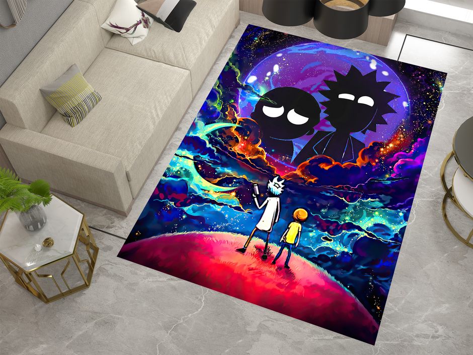 Rick and Morty Rug, Cartoon-Inspired Carpet, Portal Rick Rug, Geek Gift