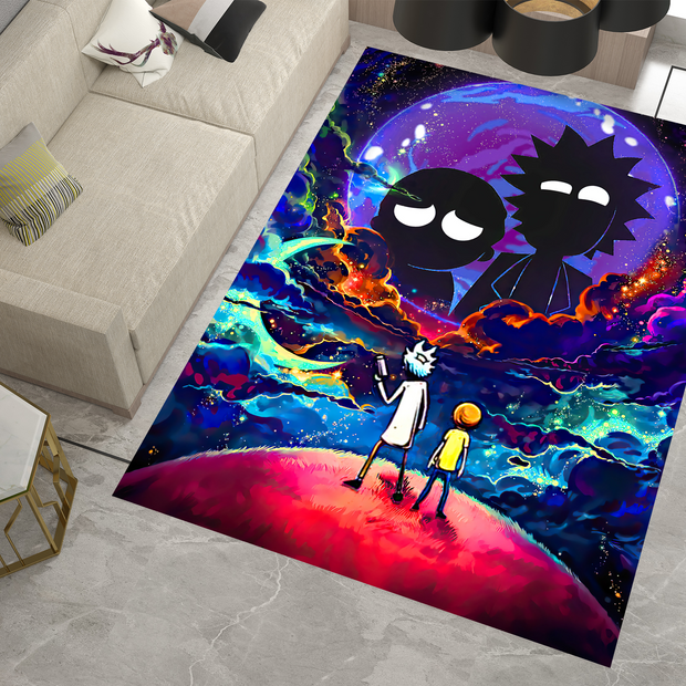 Rick and Morty Rug, Cartoon-Inspired Carpet, Portal Rick Rug, Geek Gift