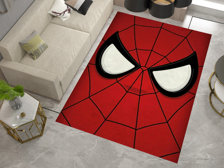 Spiderman Spidey Face Rug, Cartoon-Inspired Carpet, Marvel Spiderman Rug, Geek Gift