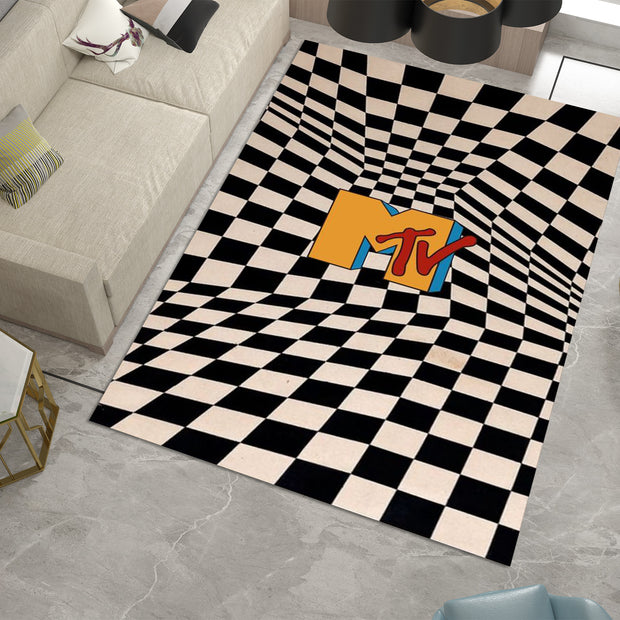 MTV Music Rug - Retro Music Television-Inspired Design Carpet, Studio Rug