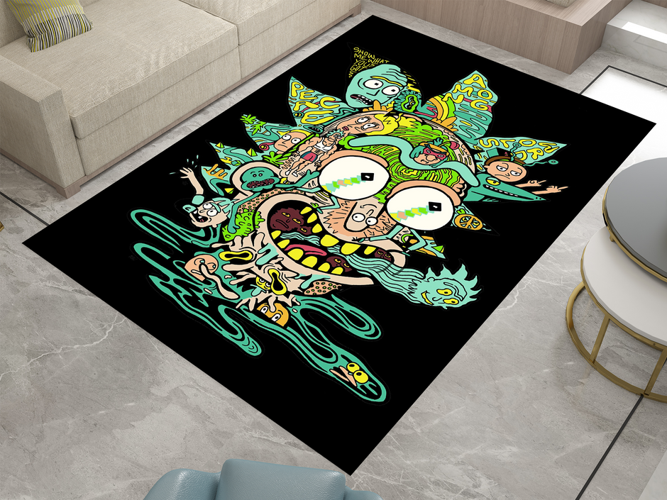 Rick and Morty Rug, Cartoon-Inspired Carpet, Portal Rick Rug, Geek Gift