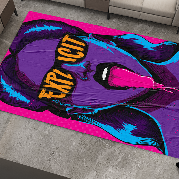 Explicit Pop Art Rug - Hip hop and Vibrant Street Style Design, Cool Vibes Carpet