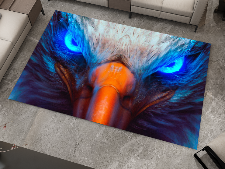Fierce Eagle Eyes Rug, Bold Animal Design, Statement Carpet for Unique Interiors
