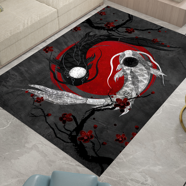 Yin Yang Koi Rug, Asian Decoration Carpet, Cozy Rug