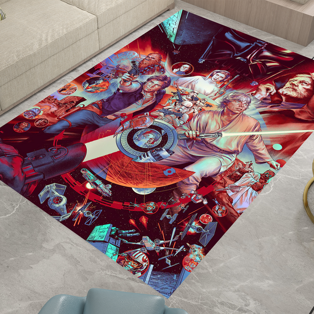Star Wars Classic Rug, Epic Battle Scene Carpet, Galactic Home Decor