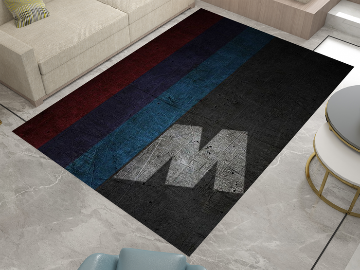BMW Car Rug, Racing Inspired Carpet, Garage Rug
