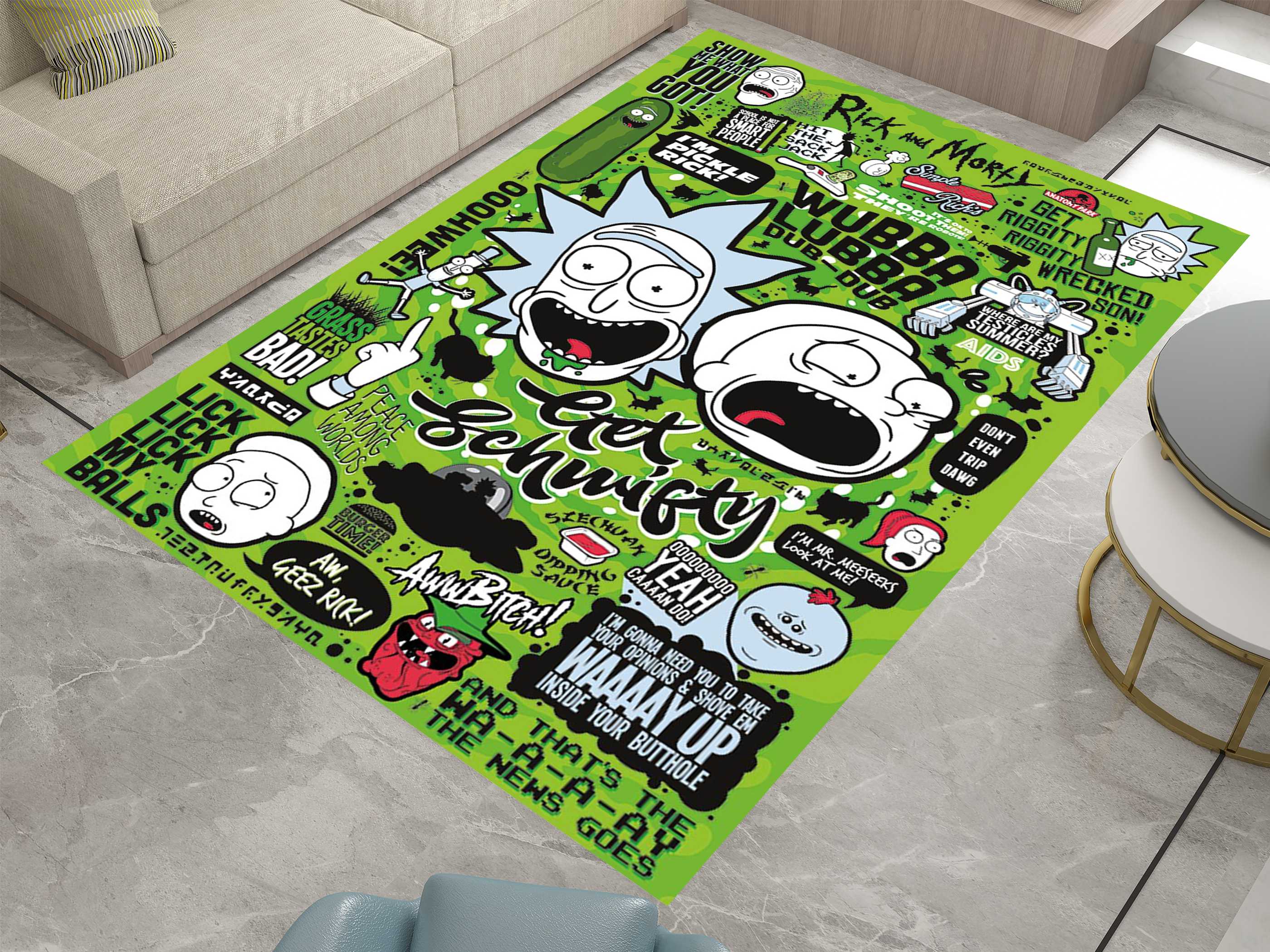 Rick and Morty Rug, Cartoon-Inspired Carpet, Portal Rick Rug, Geek Gift
