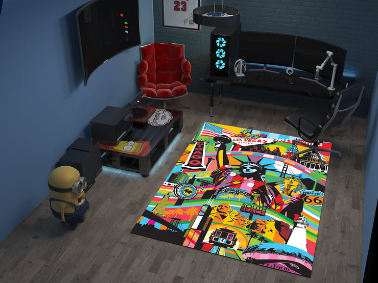 USA Landmarks Rug – Vibrant Tribute to American Icons, America Carpet