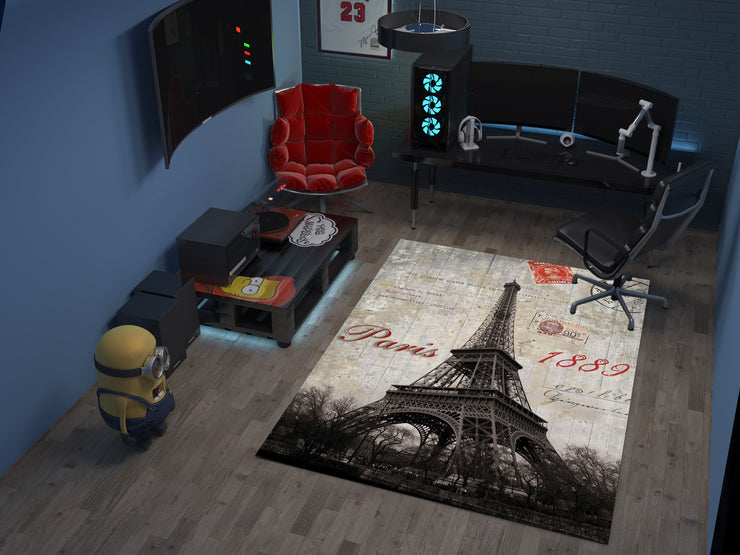 France Eiffel Landmarks Rug – A Vibrant Tribute to Paris and Beyond, European Carpet