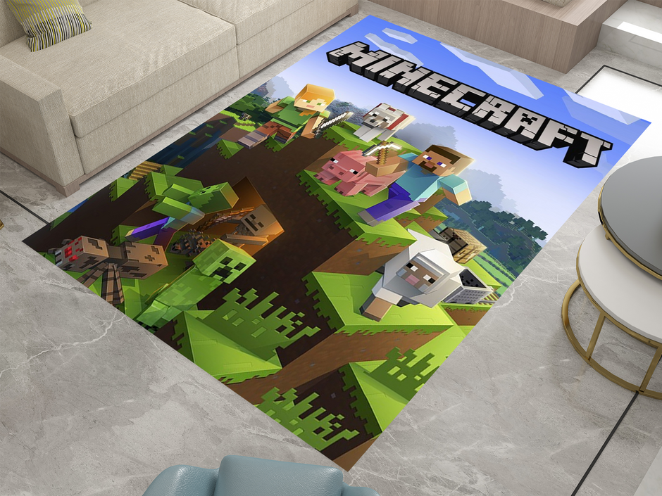 Classic Minecraft Adventure Custom Rug – Perfect for Gamers and Fans, Gamer Carpet