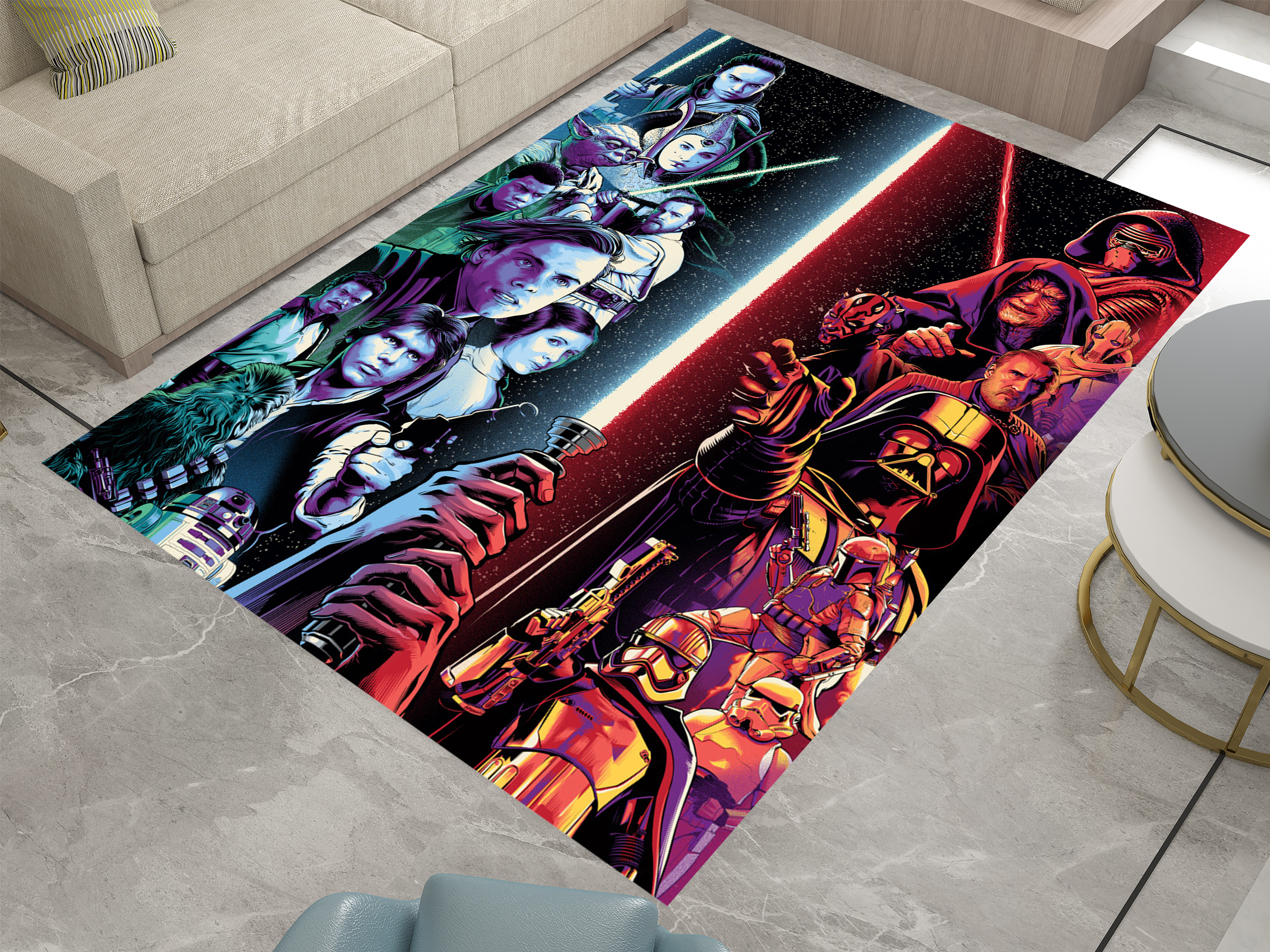 Star Wars Epic Saga Rug, Jedi vs Sith Battle Rug, Galactic Home Decor