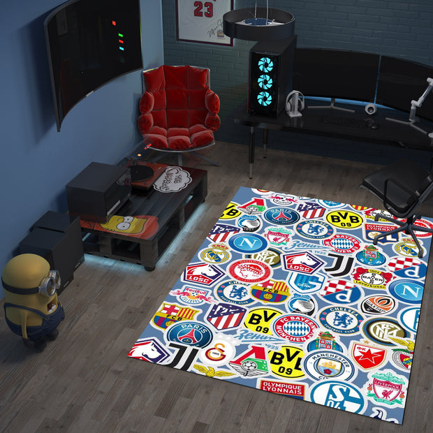 Champions League Teams Custom Rug – Football Club Logos Room Decor, European Football Carpet