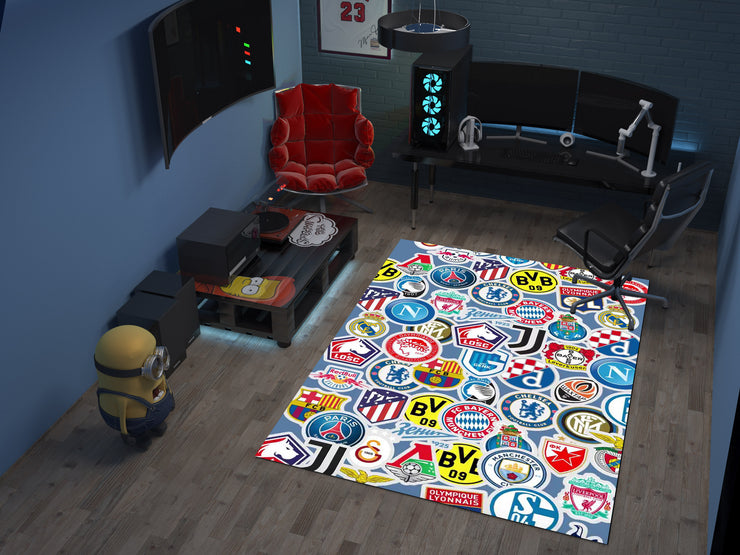 Champions League Teams Custom Rug – Football Club Logos Room Decor, European Football Carpet