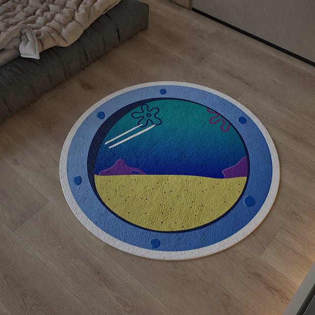 SpongeBob Round Rug, Cartoon-Inspired Carpet, Kids' Room Rug