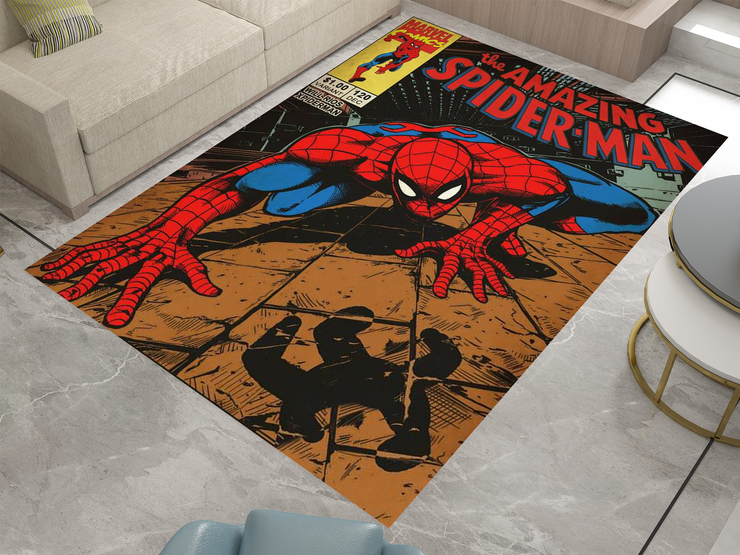 Spiderman Spidey Face Rug, Cartoon-Inspired Carpet, Marvel Spiderman Rug, Geek Gift