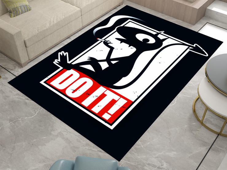 Do It! Smoking Cartoon Devil Rug - Edgy and Bold Custom Design