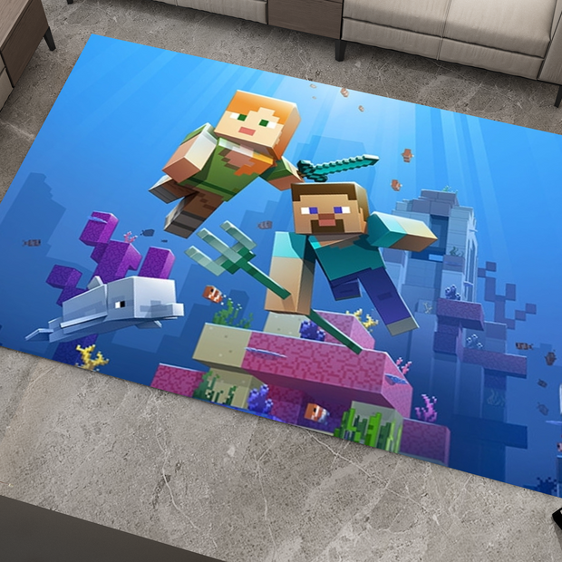 Minecraft Ocean Adventure Custom Rug – Dive into Underwater Exploration, Gamer Carpet