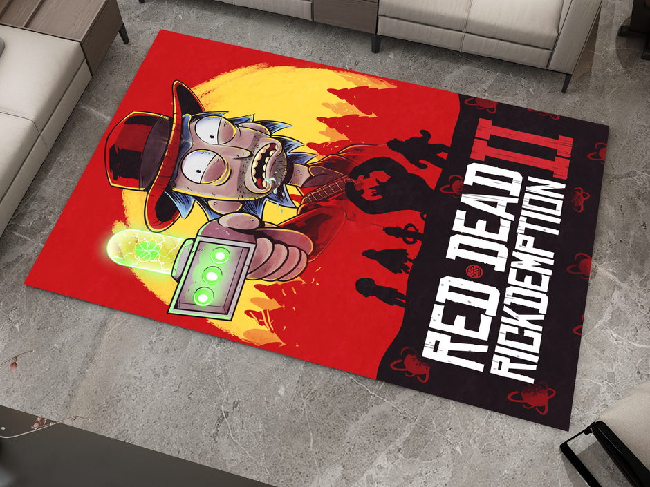 Rick and Morty  Red Dead Rug, Cartoon-Inspired Carpet, Portal Rick Rug, Geek Gift, RDR 2 Gamer Rug