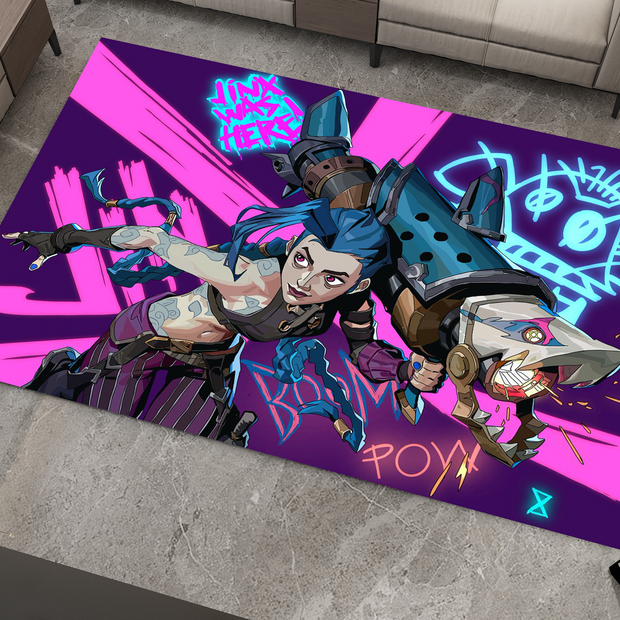 Arcane Jinx Rug, League of Legends Carpet, Gamer Rug Decoration