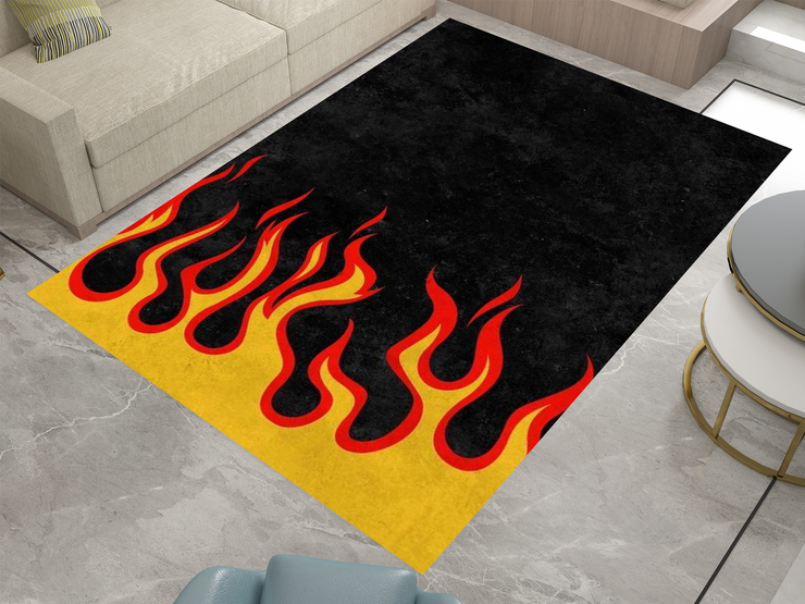 Flaming Cool Rug - Bold Fire-Inspired Design Flame Carpet