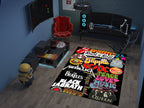 Rock Legends Custom Music Rug – Retro Music Icons Room Decor, Studio Music Carpet
