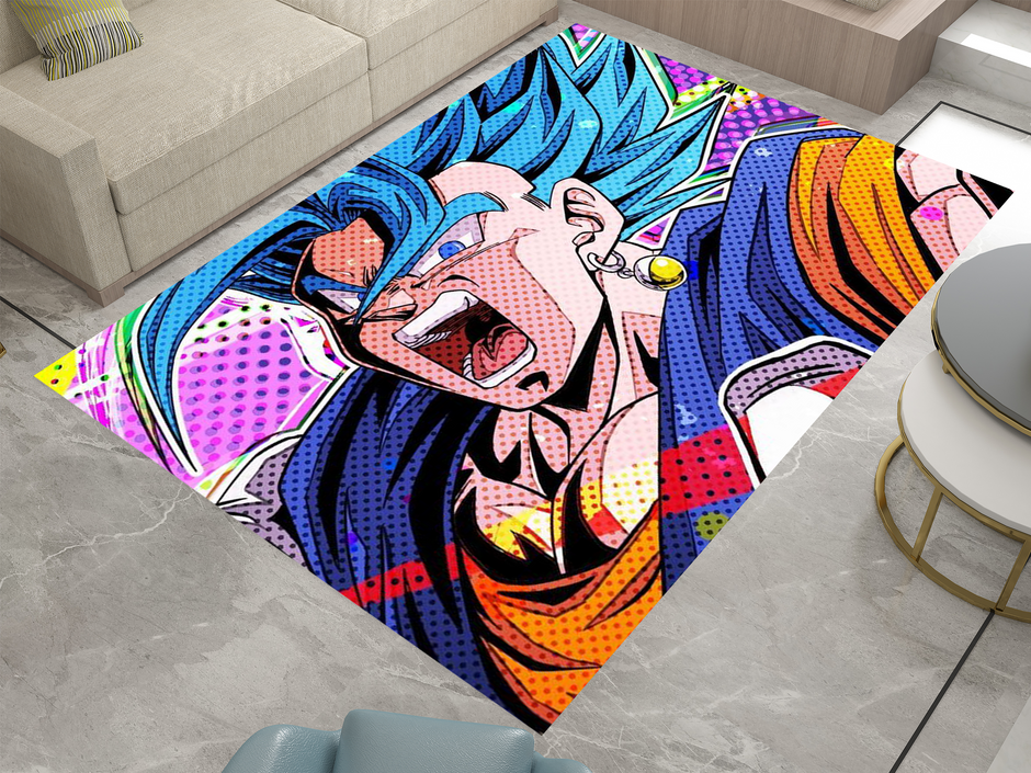 Super Saiyan Blue Goku Rug, Dragon Ball Z Rug, Anime Pop Art Carpet