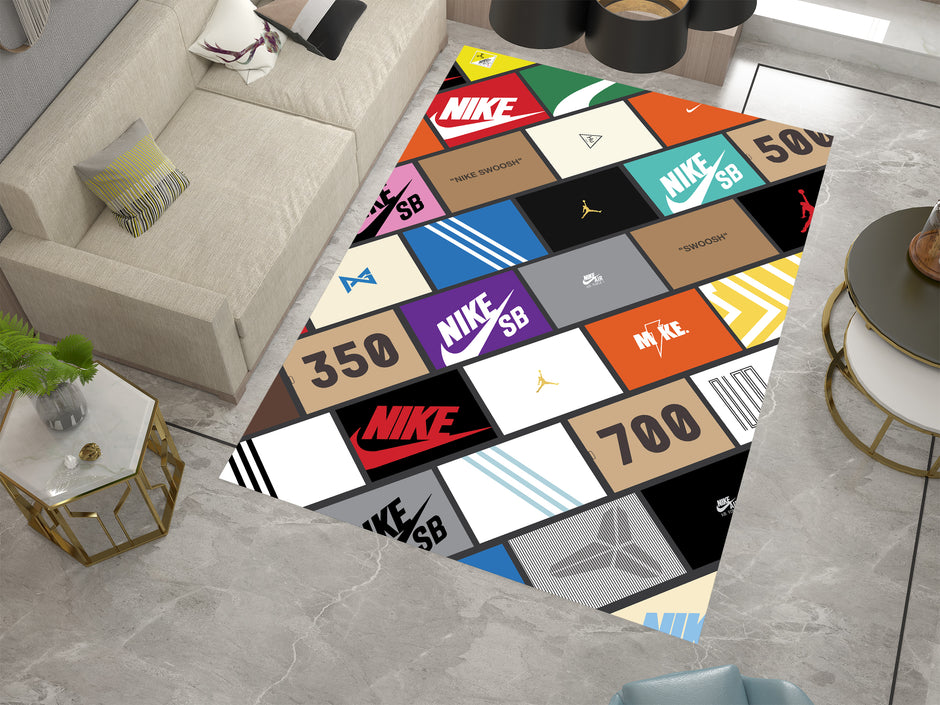 Sneakerhead Box Logo Rug – Perfect for Streetwear and Sneaker Enthusiasts Carpet