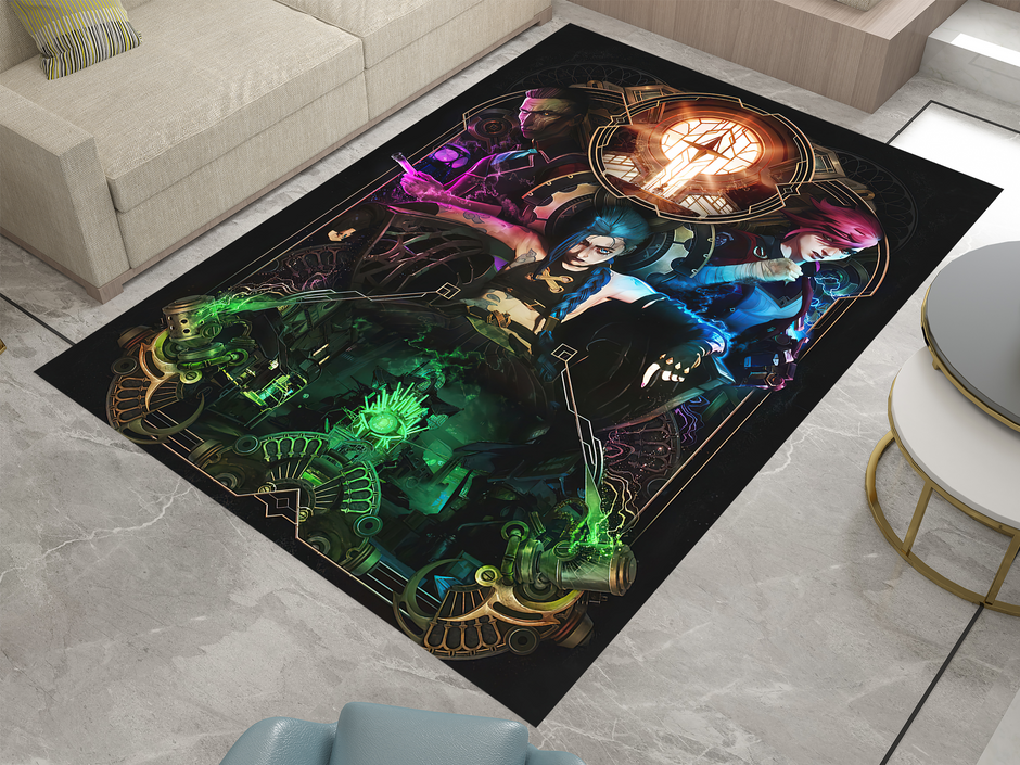 Arcane Jinx Vi Rug, League of Legends Carpet, Gamer Rug Decoration