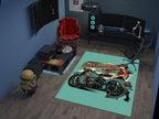 Harley-Davidson Road Custom Rug – Biker-Inspired Garage Decor for Motorcycle Enthusiasts, Motorcycle Carpet