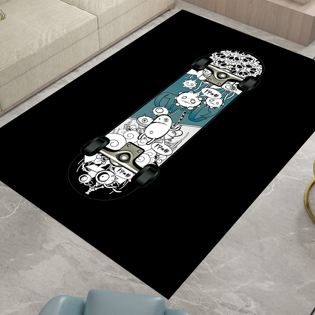 Custom Skateboard Art Rug - Bold and Urban Skate Culture Design Carpet