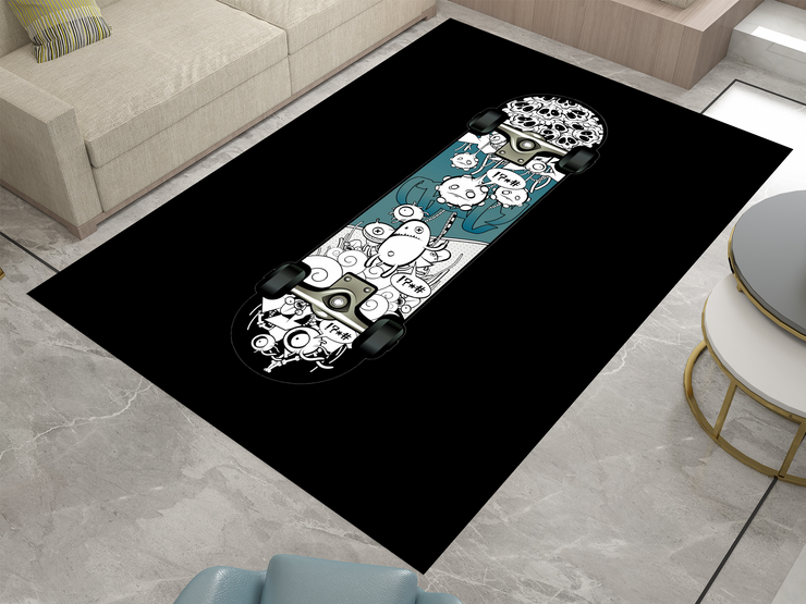 Custom Skateboard Art Rug - Bold and Urban Skate Culture Design Carpet