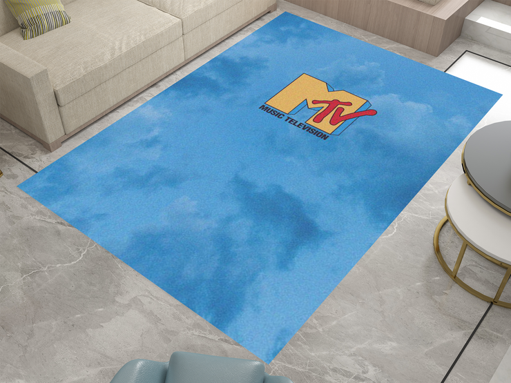 MTV Music Rug - Retro Music Television-Inspired Design Carpet, Studio Rug