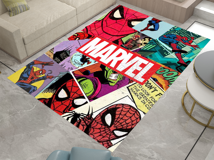 Spiderman Spidey Face Rug, Cartoon-Inspired Carpet, Marvel Spiderman Rug, Geek Gift