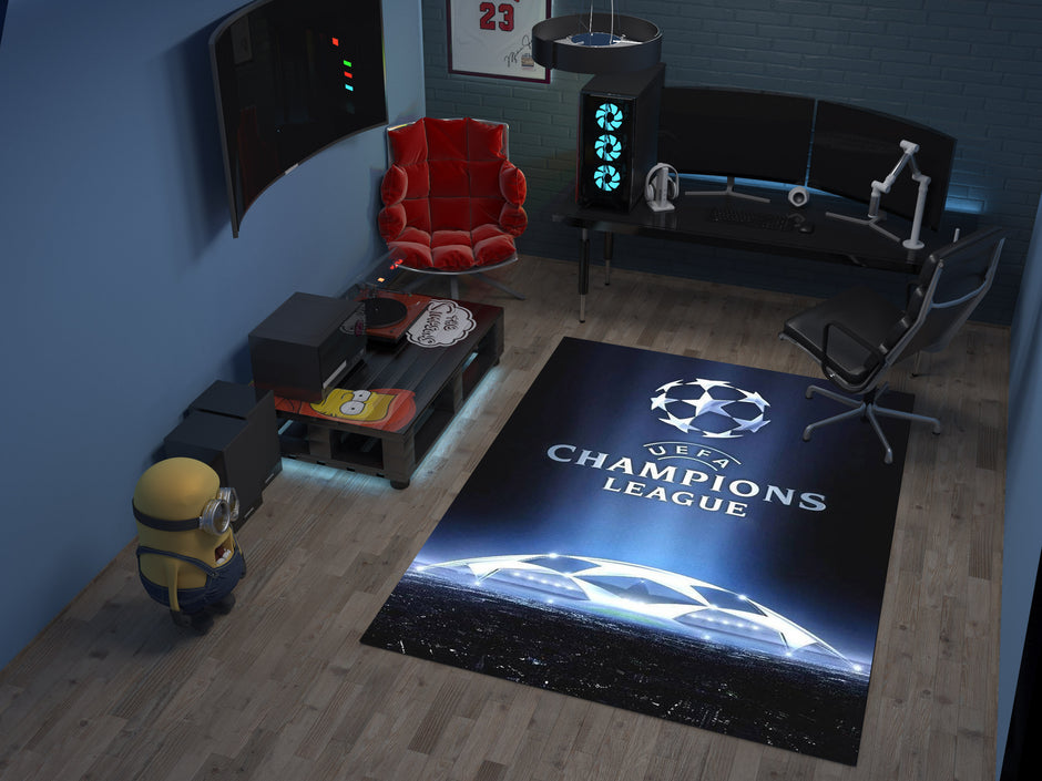UEFA Champions League Custom Rug – Official Football Tournament Room Decor, European Football Carpet