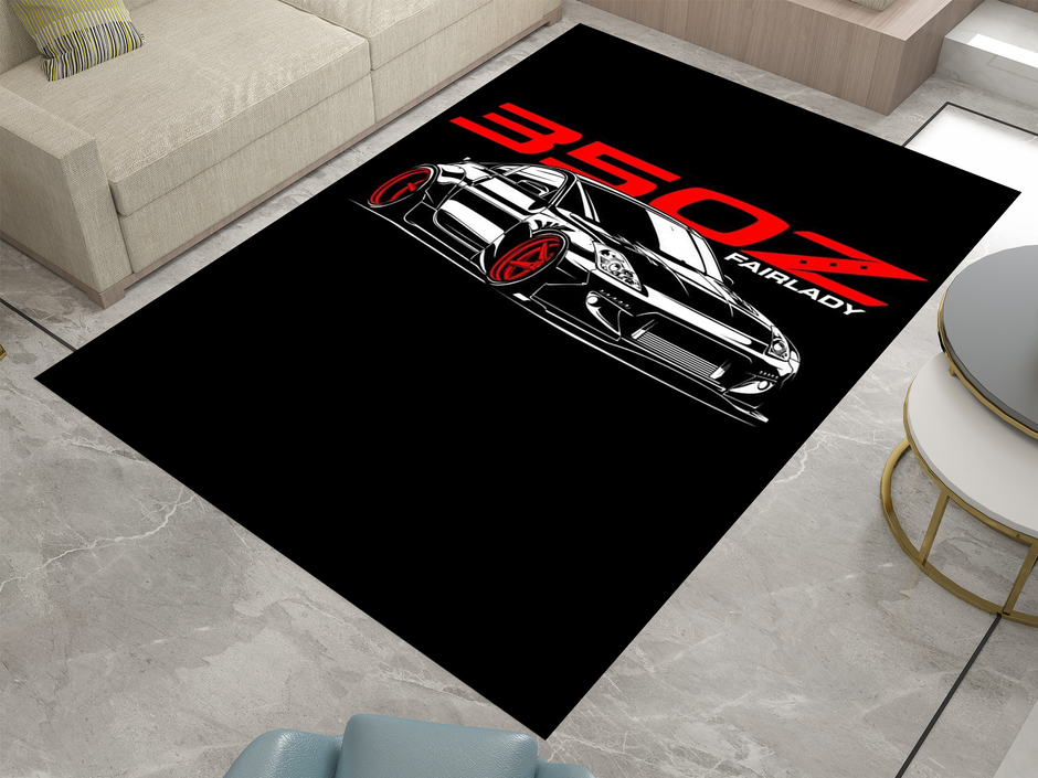 Nissan 350Z GTR Car Rug, Racing Inspired Carpet, Garage Rug