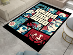 Rick and Morty GTA Rug, Cartoon-Inspired Carpet, Portal Rick Rug, Geek Gift, Gamer Decoration