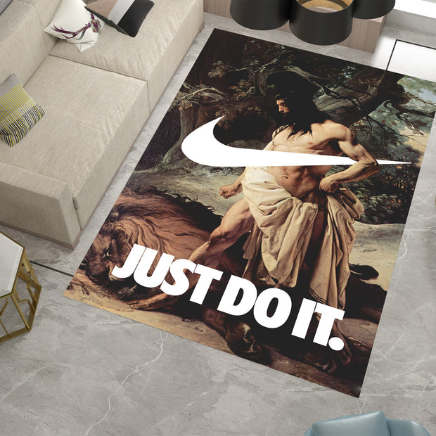 Nike "Just Do It" Hercules Rug – Bold Classic Art Meets Iconic Branding, Basketball GYM Carpet