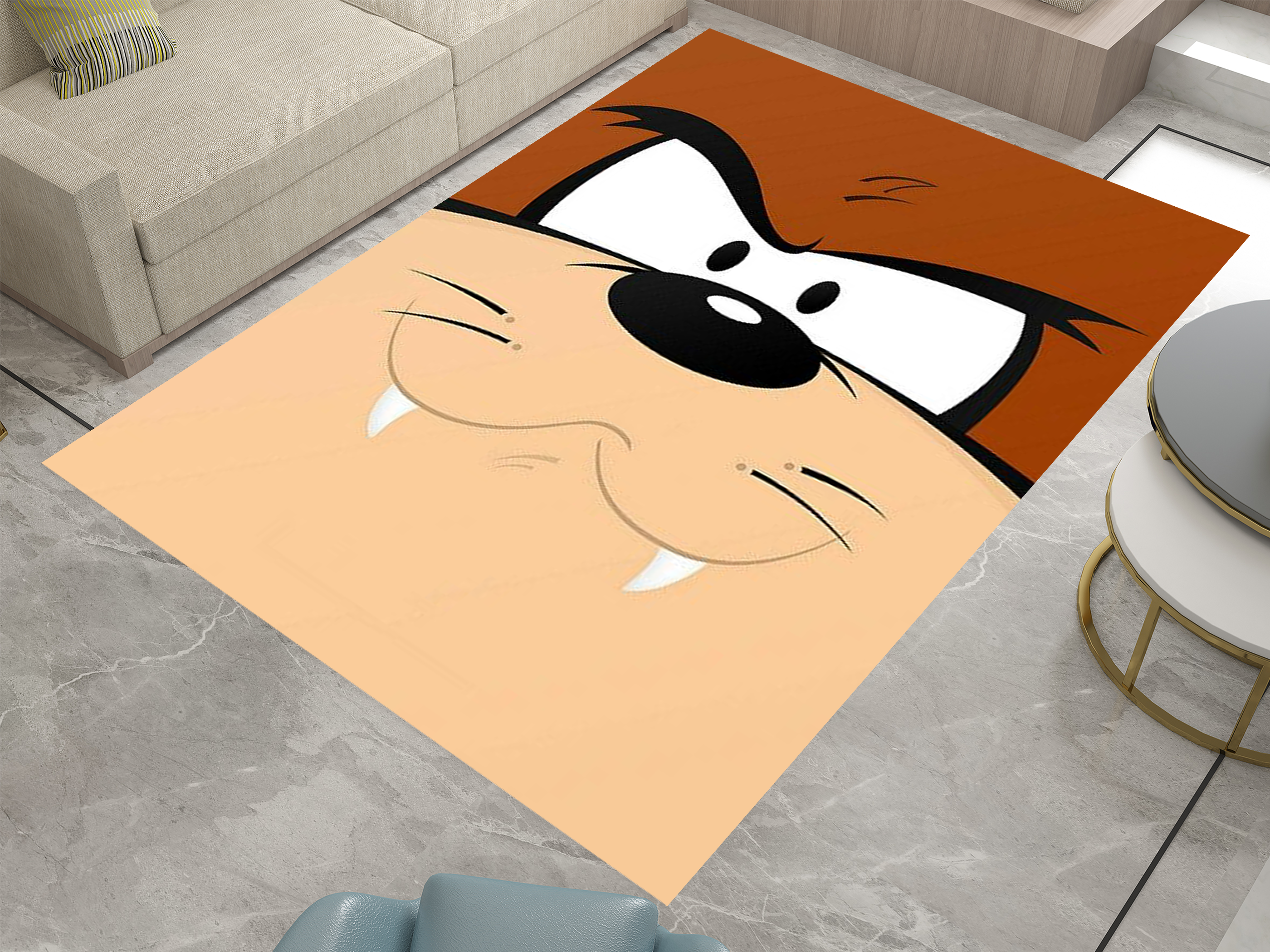 Taz Face Monster Rug - Tasmanian Devil Design for Looney Tunes Fans, Cartoon Carpet