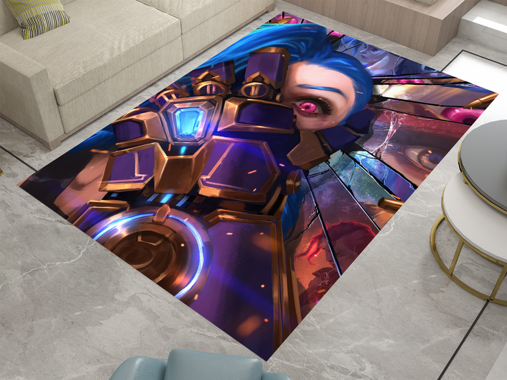 Arcane Jinx Rug, League of Legends Carpet, Gamer Rug Decoration
