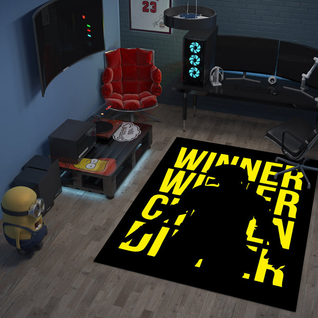 PUBG Winner Winner Chicken Dinner Custom Rug – Gamer Room Decor for Battle Royale Fans, Gaming Room Carpet