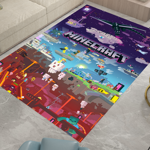 Minecraft Nether to End Themed Custom Rug – Perfect for Gaming Rooms