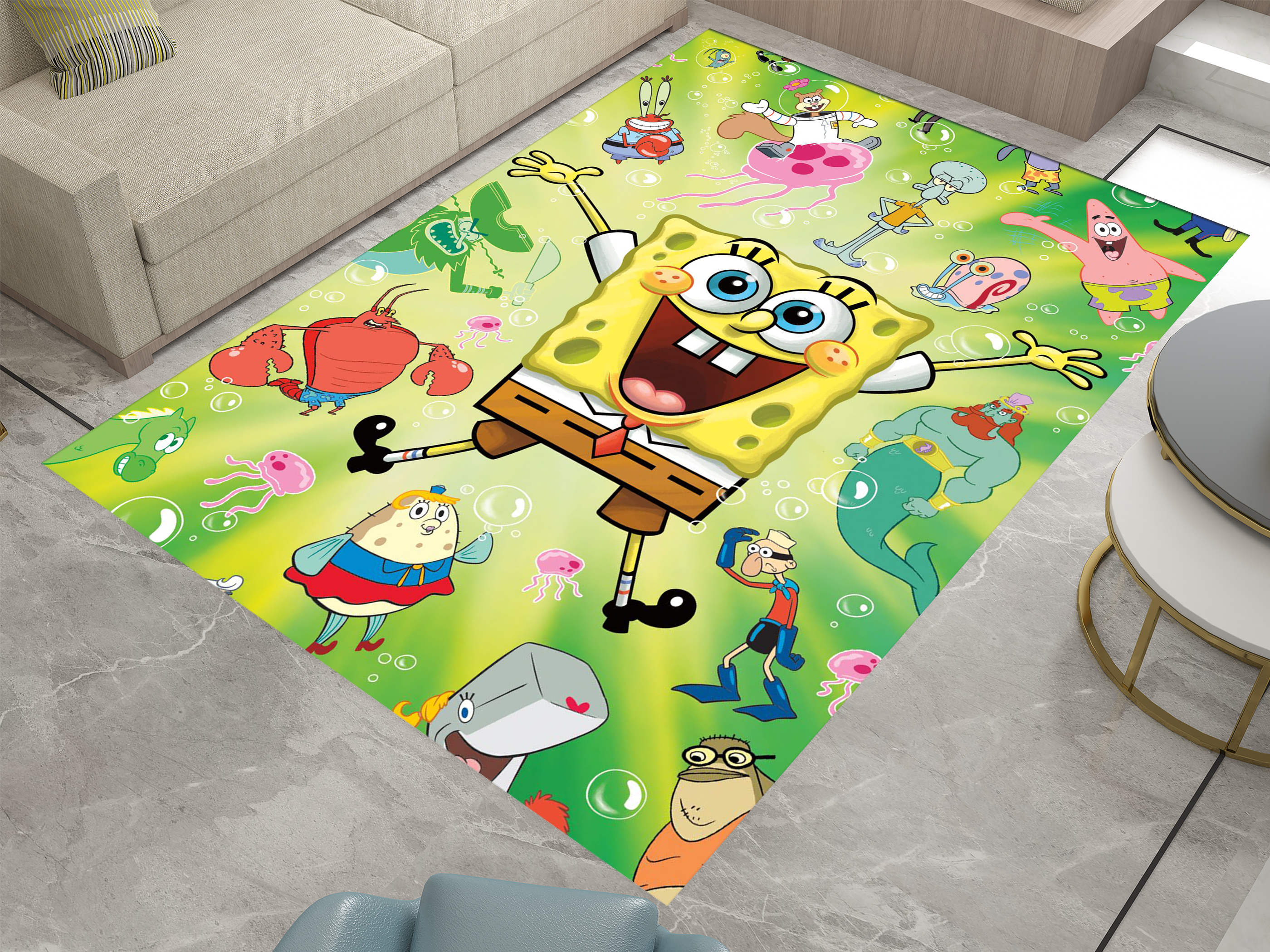 SpongeBob Rug, Cartoon-Inspired Carpet, Kids' Room Rug